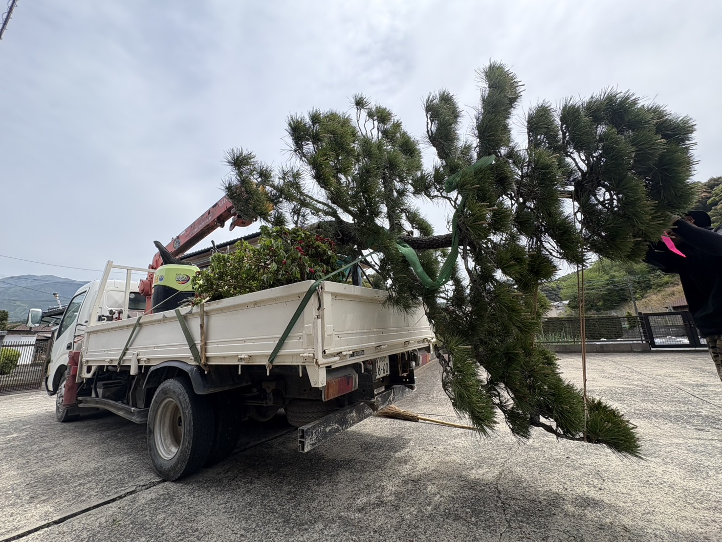 トラックに乗せ、固定。
